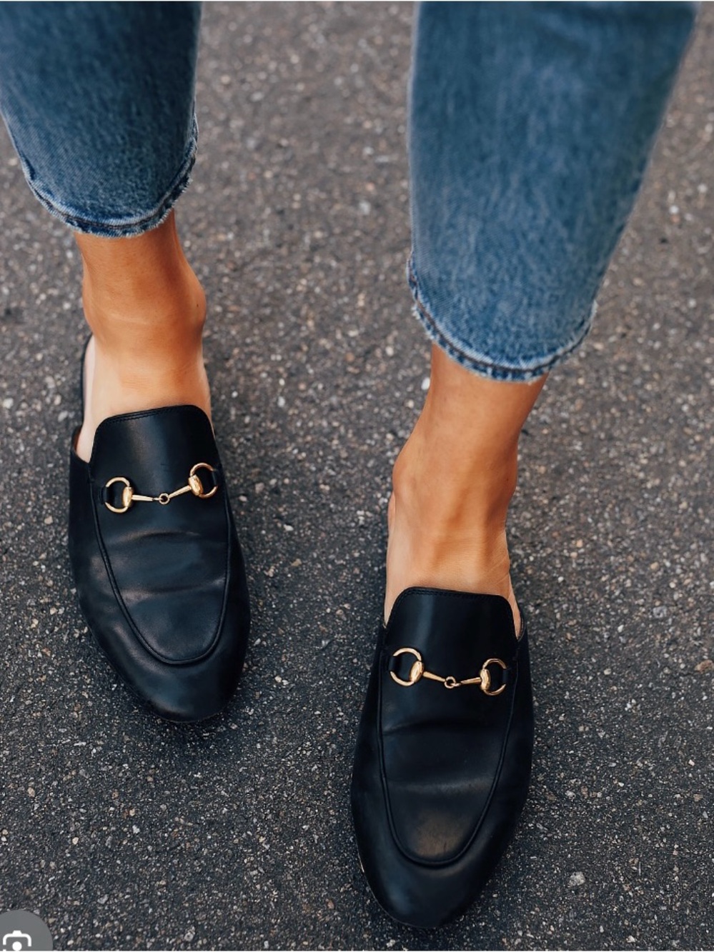 Gucci Black Leather Horsebit Mules